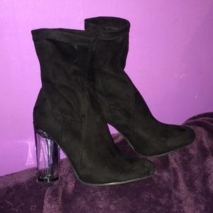 Clear Heel Ankle Booties
